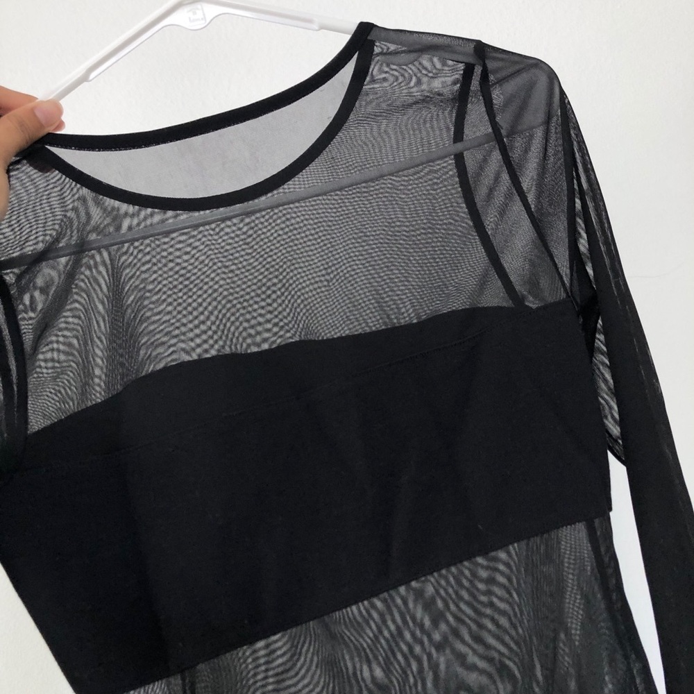 Black Mesh Long-Sleeve